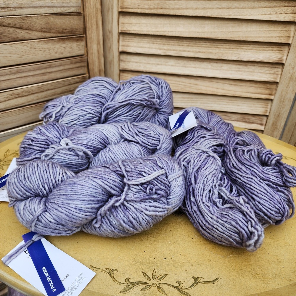 Malabrigo Polar Morn 100G Merino Wool Worsted Yarn Skeins Lot of 4 New Purple